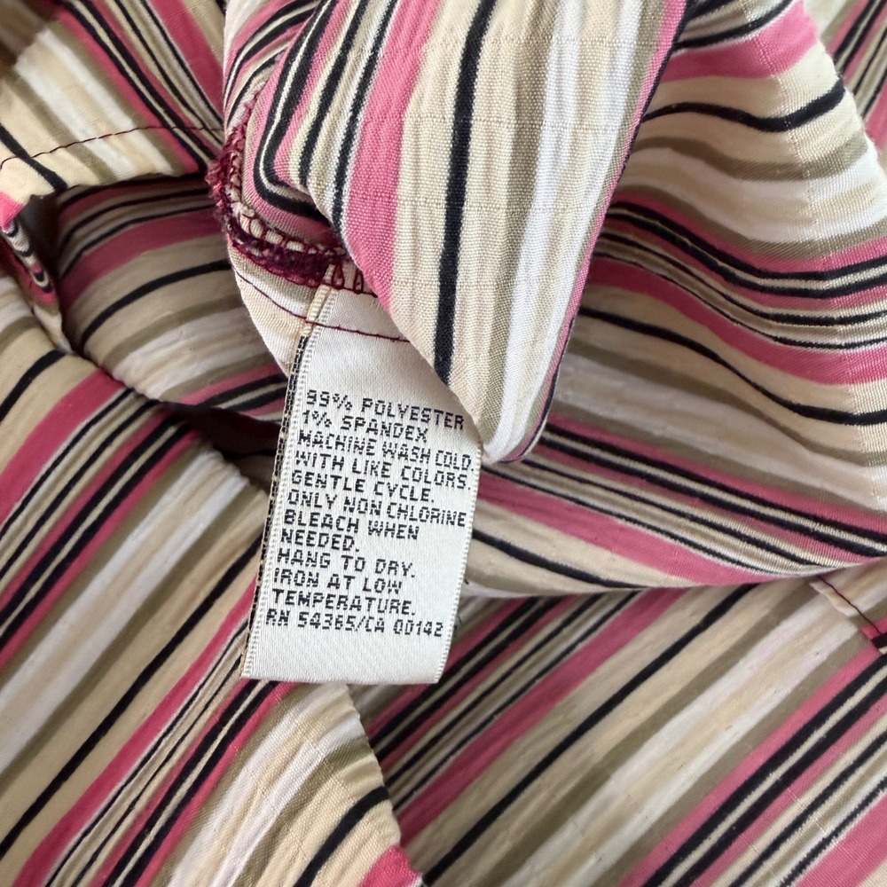 Allison Daley Button Down Shirt Women 22W Pink Striped 3/4 Sleeve Shoulder Pads - Picture 7 of 9